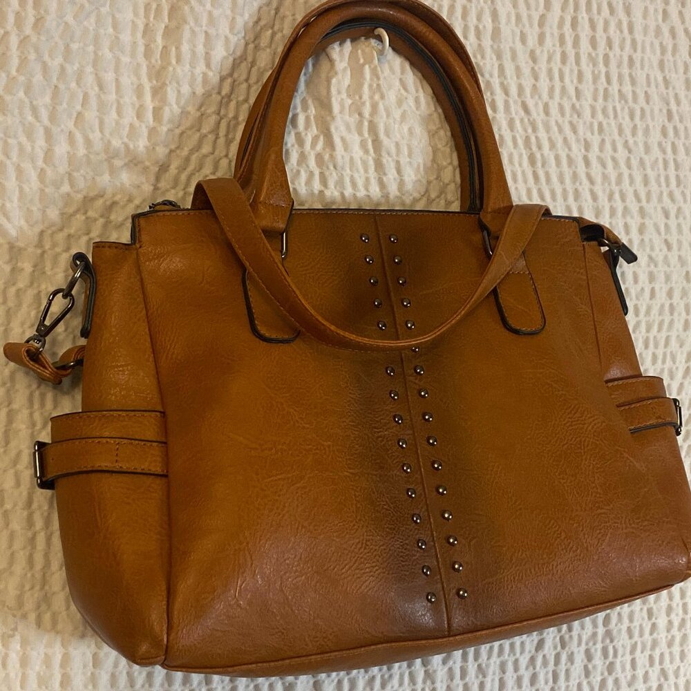 Unisex Sam & Hadley Brown Leather Hobo Bag Purse Tote Sz Med